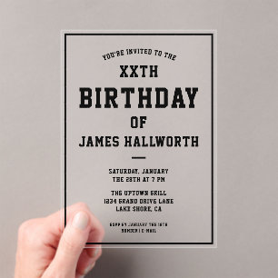 ANY AGE Cool Birthday Invitation   Black & Clear