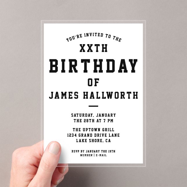 ANY AGE Cool Birthday Invitation | Black & White (Insitu (Handheld))