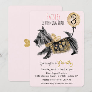 ANY AGE - Couture Puppy Dog Birthday Invitation