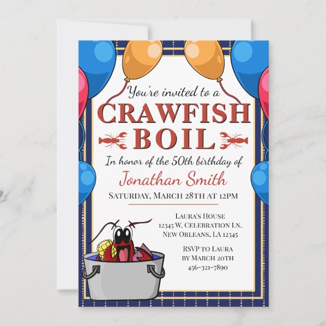 Any Age Crawfish Boil Birthday Party Invitation (Front)