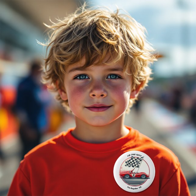 Any Age Customisable Race Car Birthday 6 Cm Round Badge (Any Age Customizable Race Car Birthday Button)