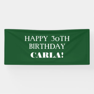 Any Age Dark Green White Happy Birthday Banner