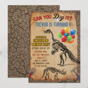 ANY AGE - Dinosaur Dig Birthday Party Invitation