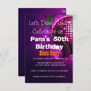 Any age -Disco Birthday Party Invitation