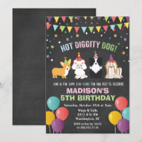 ANY AGE - Dog Puppy Birthday Chalk Invitation