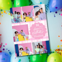 Any Age Feminine Pink 7 Photo Collage Birthday