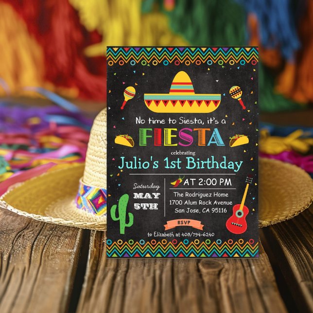 ANY AGE - Fiesta Mexican Birthday Chalk Invitation (Creator Uploaded)