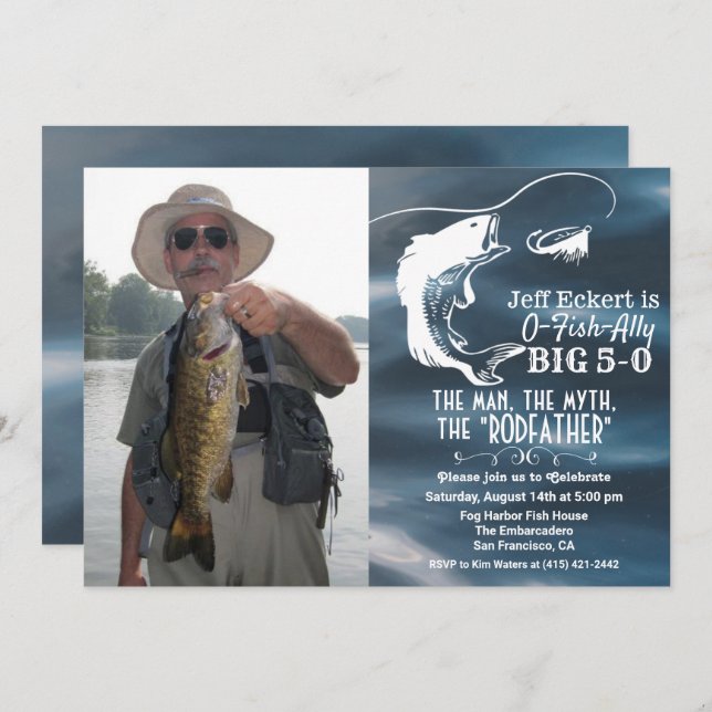 ANY AGE - Fishing Birthday Photo Invitation (Front/Back)