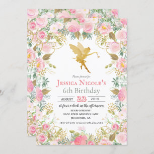 ANY AGE - Floral Fairy Girl Birthday Invitation