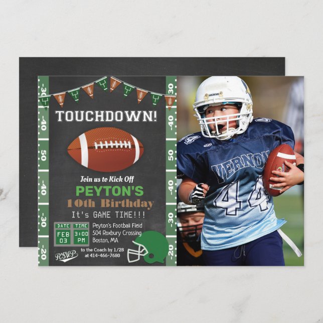 ANY AGE - Football Birthday Party Invitation (Front/Back)