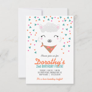 any age girl BIRTHDAY FIESTA alpaca llama Invitation