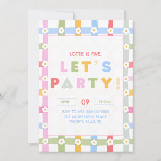 Any age Girly Daisy birthday Invitation