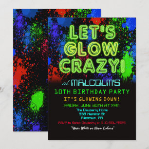 ANY AGE - Glow Party Birthday Invitation