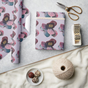 Any Age Gold Blue Lavender Purple Hydrangeas Gift Wrapping Paper