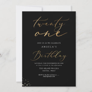 Any Age, Gold Glitter Balloons Diamond Invitation