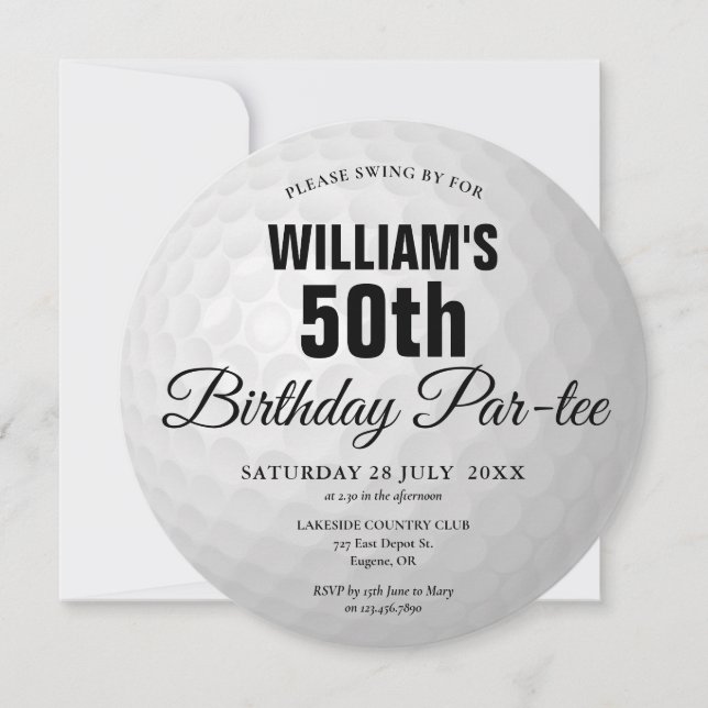 Any Age Golf Birthday Party Golf Ball Invitation (Front)