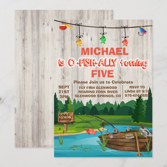 ANY AGE - Gone Fishing Birthday Invitation (Front/Back)