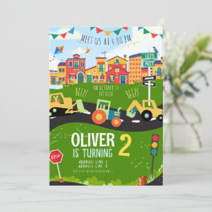 Any age, Green tractor birthday Invitation