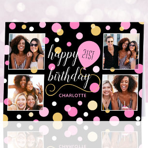 Any Age Happy Birthday Custom Photo Pink Card