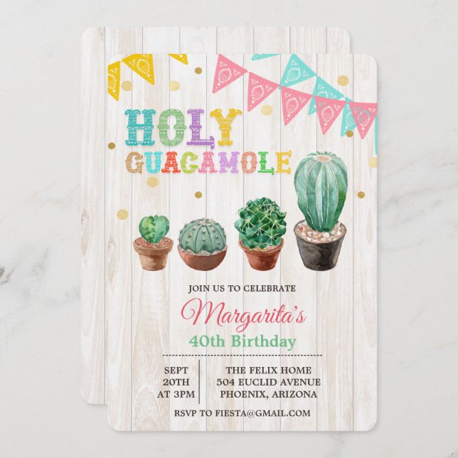 ANY AGE - Holy Guacamole Birthday Invitation (Front/Back)