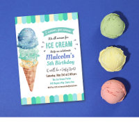 ANY AGE - Ice Cream Boy Birthday Invitation