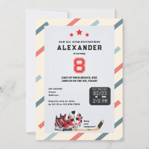 Any Age Ice Hockey Skating Kids Birthday Party Invitation