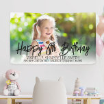 Any Age Kids Birthday Party Custom Photo Banner<br><div class="desc">Kids birthday party banner for any age. Personalised with a photo, the script text "happy birthday", the age, the girl or boy's name, and space at the bottom to add a message. To change the photo placement: click on the button to customise it further, click on "crop", and move the...</div>