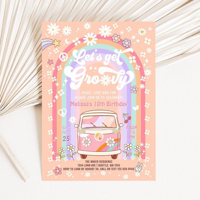 ANY AGE Let's Get Groovy Van Birthday Invitation (Creator Uploaded)