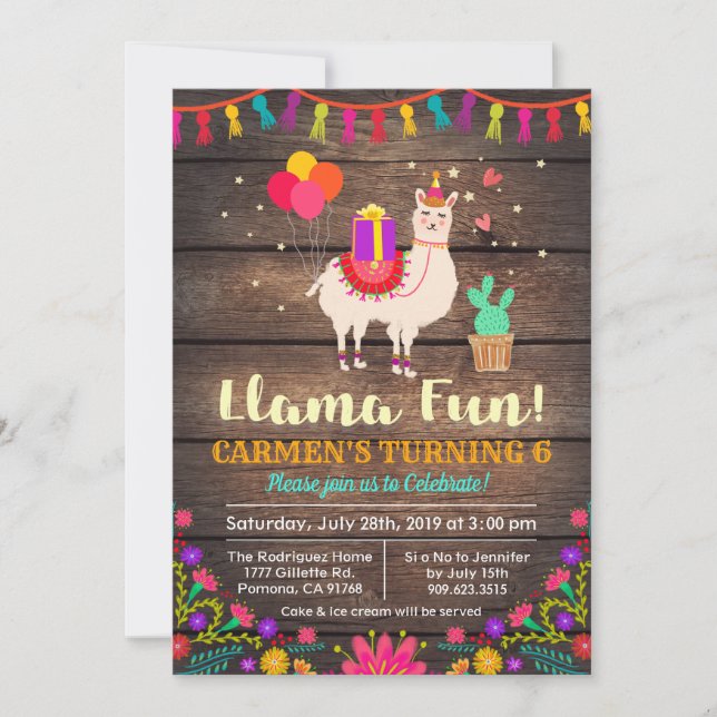 ANY AGE - Llama Birthday Invitation (Front)