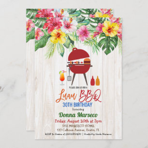 ANY AGE - Luau  BBQ Tropical Birthday Invitation