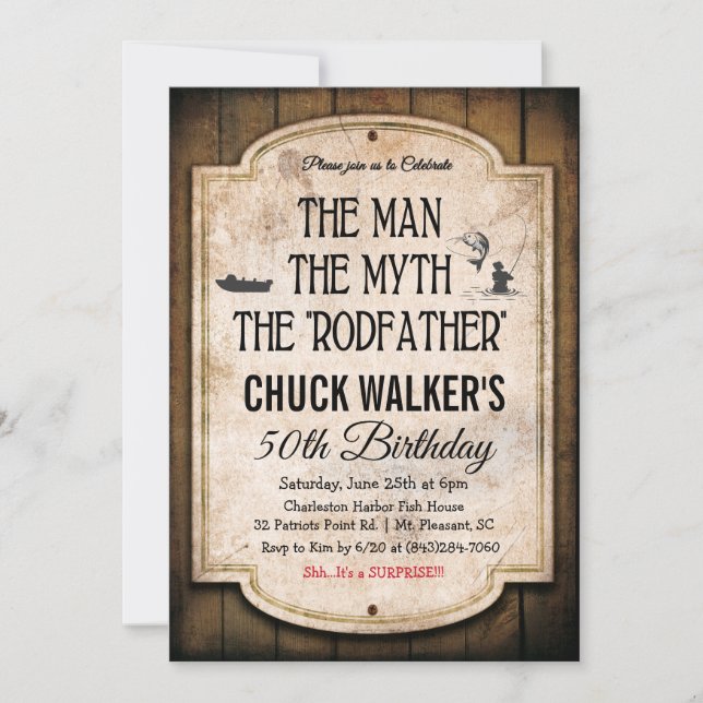 ANY AGE - Male Fishing Birthday Invitation (Front)