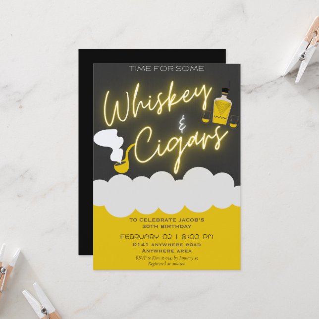 Any age man birthday  invitation (Front/Back In Situ)