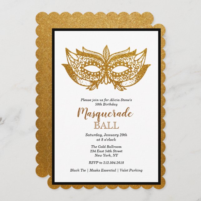 ANY AGE - Masquerade Ball Birthday Invitation (Front/Back)