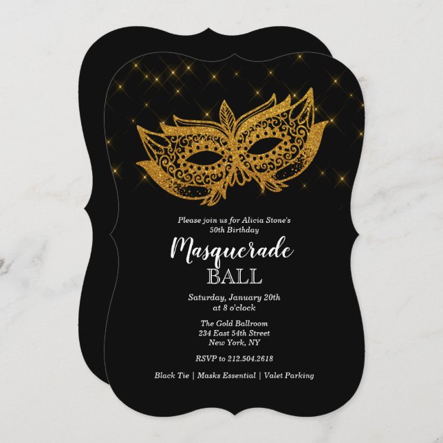 ANY AGE - Masquerade Ball Birthday Invitation (Front/Back)
