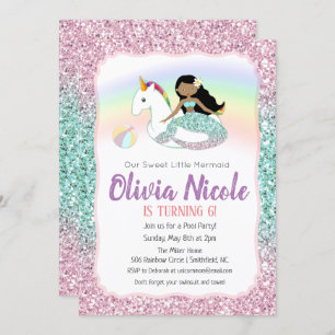 ANY AGE - Mermaid Glitter Birthday Invitation