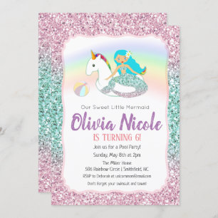 ANY AGE - Mermaid Glitter Birthday Invitation