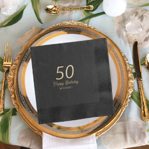 Any age milestone elegant Happy Birthday name Foil Napkins