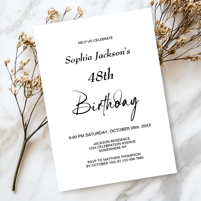 Any Age Modern Minimalist Birthday Party Invitation (Creator Uploaded)