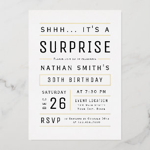 Any Age Modern Simple Typography Surprise Birthday