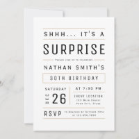 Any Age Modern Simple Typography Surprise Birthday