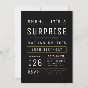 Any Age Modern Simple Typography Surprise Birthday Invitation