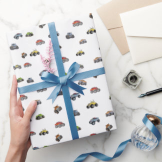 Any age monster truck boy birthday gift wrapping paper