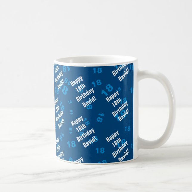 Any age & name personalised happy birthday coffee mug (Right)