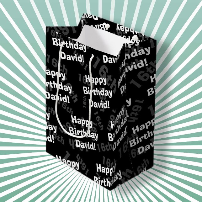 Any age & name personalised happy birthday medium gift bag (Creator Uploaded)