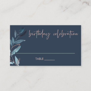 ANY AGE NAVY PINK BLUE FOLIAGE WREATH BIRTHDAY PLACE CARD