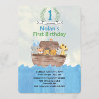 ANY AGE - Noah's Ark Birthday Invitation
