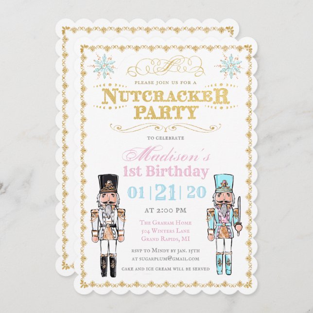 ANY AGE - Nutcracker Winter Birthday Invitation (Front/Back)