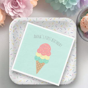 Any age personalised ice cream birthday napkins