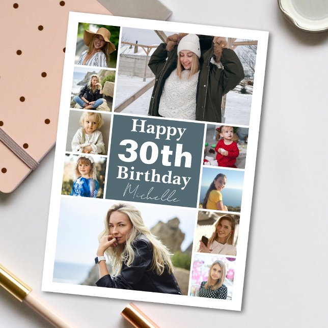 Any Age Photo Collage Folded Birthday Greeting Card (Personalize the collage birthday greeting card to create a special keepsake for your loved one!)