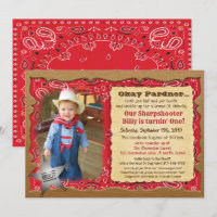 ANY AGE - Photo Cowboy Birthday Invitation